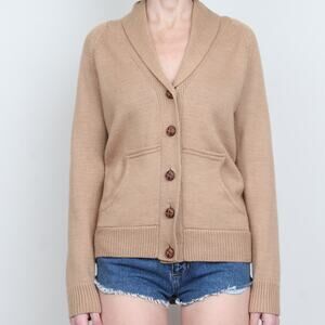 Cynthia Rowley Tan Merino Wool Cardigan Sweater M
